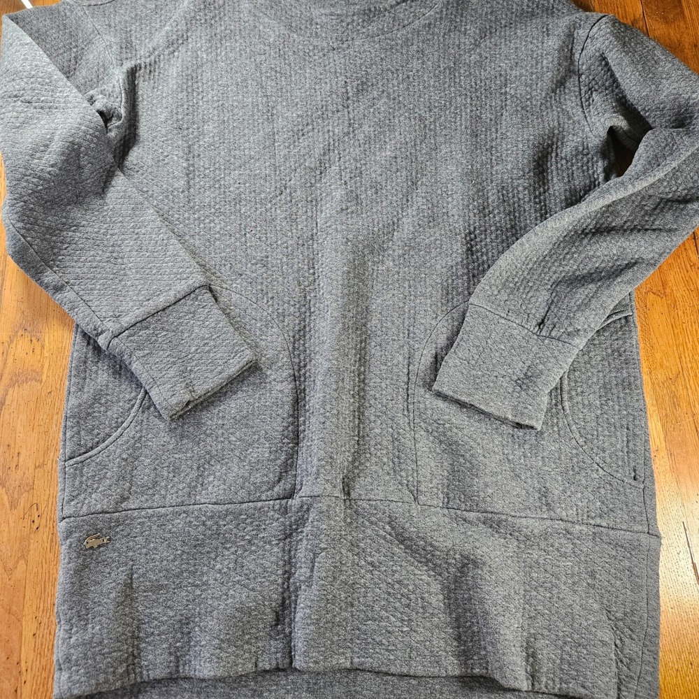 Lacoste Quilted Gray Sweatshirt Women's EU sz 40 (US Medium) Long Sleeve Pockets - Picture 9 of 12